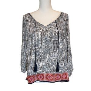 Fleur Bleue Boho Peasant Blouse. Size S